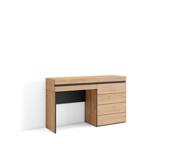 Tocador, dormitorio habitación, 127x35x75cm, con cajón, cómoda, cajonera, estilo moderno, roble