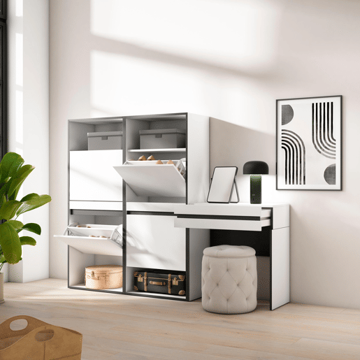Sapateira, Organização Armazenamento, 190x35x145cm, Para quarto, dormitório, Toucador, Estilo moderno, Branco