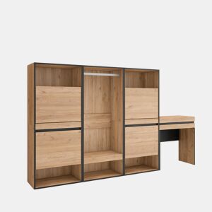 Sapateira, Organização Armazenamento, 250x35x145cm, Para quarto, dormitório, Roupeiro aberto, Toucador, Estilo moderno, Carvalho