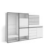 Sapateira, Organização Armazenamento, 227x35x145cm, Para quarto, dormitório, Roupeiro aberto, Cómoda, Tiras Deco. Madeira, Estilo moderno, Branco