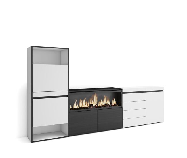 Zapatero, armario zapatos botas, 274x35x145cm, dormitorio, habitación, chimenea eléctrica xxl, cómoda, cajonera, estilo moderno, blanco