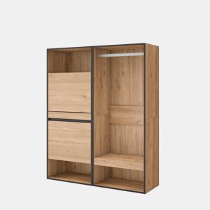 Sapateira, Organização Armazenamento, 120x35x145cm, Para quarto, dormitório, Roupeiro aberto, Estilo moderno, Carvalho