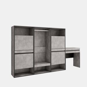 Sapateira, Organização Armazenamento, 250x35x145cm, Para quarto, dormitório, Roupeiro aberto, Toucador, Estilo moderno, Cimento