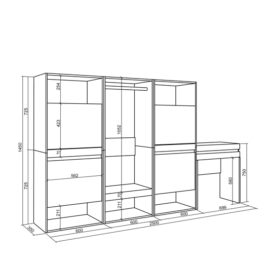 Sapateira, Organização Armazenamento, 250x35x145cm, Para quarto, dormitório, Roupeiro aberto, Toucador, Estilo moderno, Cimento Sapateira, Organização Armazenamento, 250x35x145cm, Para quarto, dormitório, Roupeiro aberto, Toucador, Estilo moderno, Cimento