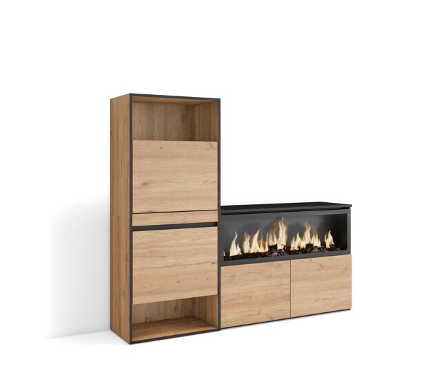 Zapatero, armario zapatos botas, 167x35x145cm, dormitorio, habitación, chimenea eléctrica xxl, estilo moderno, roble