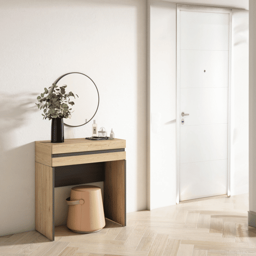 Mesa consola de entrada, Mesa auxiliar para entrada, 70x35x75cm, Com gaveta, Com Armazenamento, Estilo moderno, Carvalho