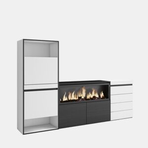 Sapateira, Organização Armazenamento, 224x35x145cm, Para quarto, dormitório, Lareira eléctrica XXL, Cómoda, Estilo moderno, Branco