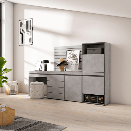 Sapateira, Organização Armazenamento, 237x35x145cm, Para quarto, dormitório, Cómoda, Tiras Deco. Madeira, Toucador, Estilo moderno, Cimento Sapateira, Organização Armazenamento, 237x35x145cm, Para quarto, dormitório, Cómoda, Tiras Deco. Madeira, Toucador, Estilo moderno, Cimento