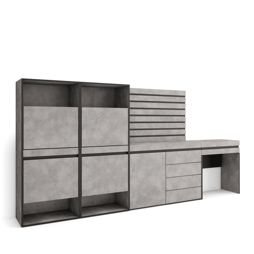Sapateira, Organização Armazenamento, 297x35x145cm, Para quarto, dormitório, Cómoda, Tiras Deco. Madeira, Toucador, Estilo moderno, Cimento Sapateira, Organização Armazenamento, 297x35x145cm, Para quarto, dormitório, Cómoda, Tiras Deco. Madeira, Toucador, Estilo moderno, Cimento