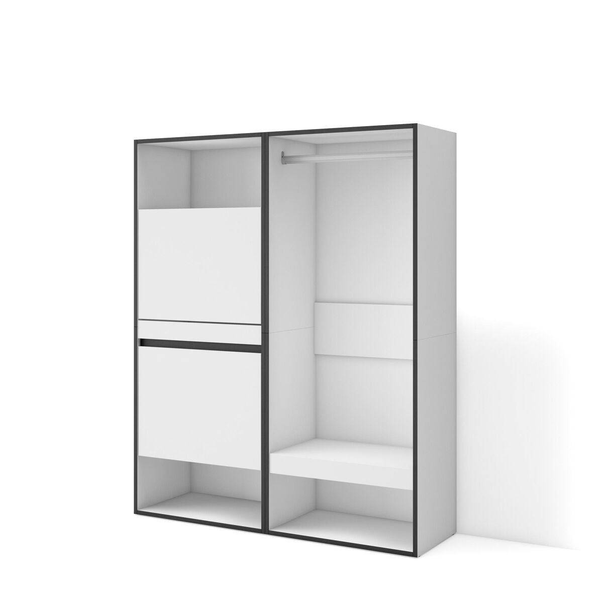 Zapatero, armario zapatos botas, 120x35x145cm, dormitorio, habitación, vestidor abierto, estilo moderno, blanco