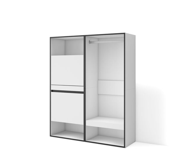 Zapatero, armario zapatos botas, 120x35x145cm, dormitorio, habitación, vestidor abierto, estilo moderno, blanco