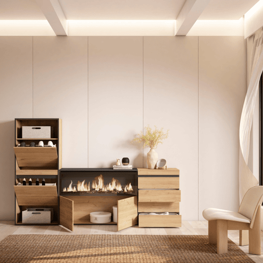 Sapateira, Organização Armazenamento, 224x35x145cm, Para quarto, dormitório, Lareira eléctrica XXL, Cómoda, Estilo moderno, Carvalho Sapateira, Organização Armazenamento, 224x35x145cm, Para quarto, dormitório, Lareira eléctrica XXL, Cómoda, Estilo moderno, Carvalho