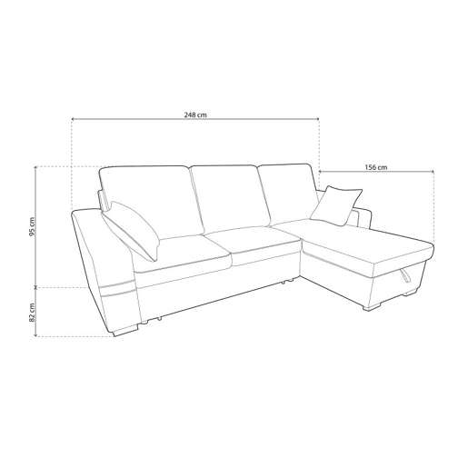 Sofá cama con chaiselongue Edna Pedra 248 x 95 x 82 cm