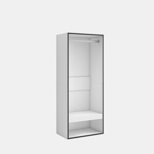 Roupeiro aberto, Guarda-roupa,Armário aberto, 60x35x145cm, Para quarto, dormitório, Barra e Prateleira, Estilo moderno, Branco