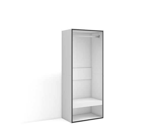 Vestidor abierto, ropa, zapatos, complementos, 60x35x145cm, dormitorio, habitación, armario, perchero, estilo moderno, blanco