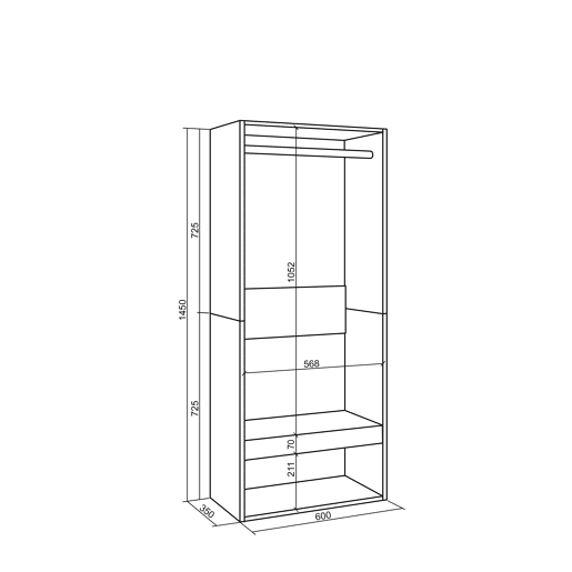 Roupeiro aberto, Guarda-roupa,Armário aberto, 60x35x145cm, Para quarto, dormitório, Barra e Prateleira, Estilo moderno, Branco Roupeiro aberto, Guarda-roupa,Armário aberto, 60x35x145cm, Para quarto, dormitório, Barra e Prateleira, Estilo moderno, Branco