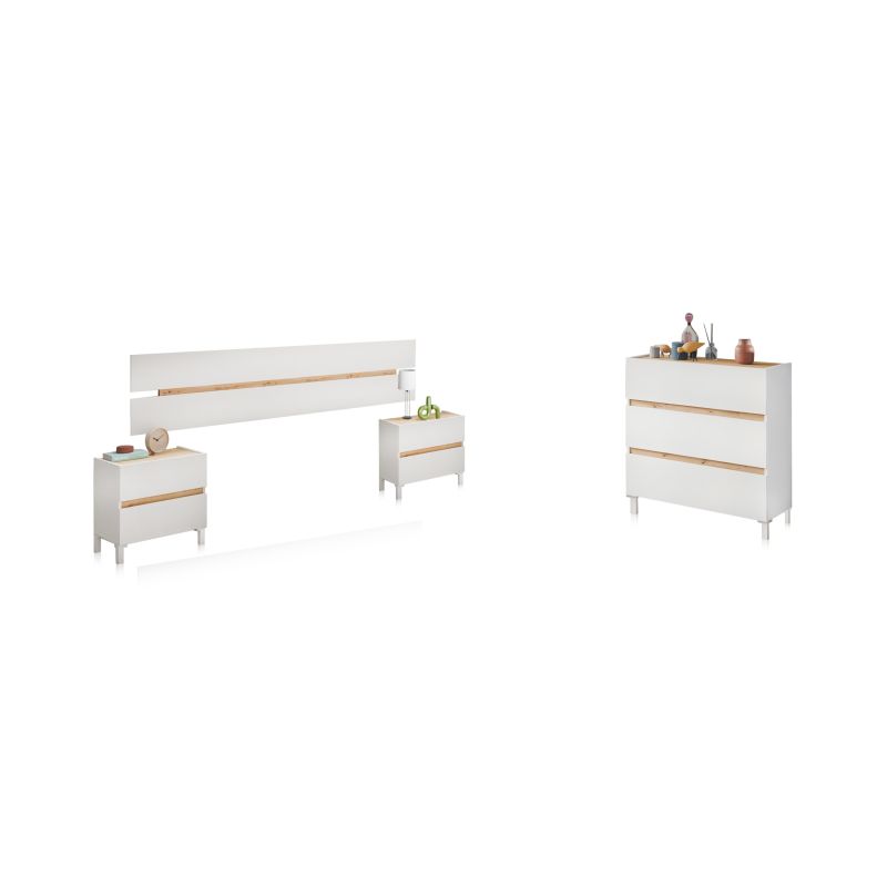 Dormitorio ezra 3c blanco artik (blanco mate) - roble nodi 216 x 47 x 3 cm
