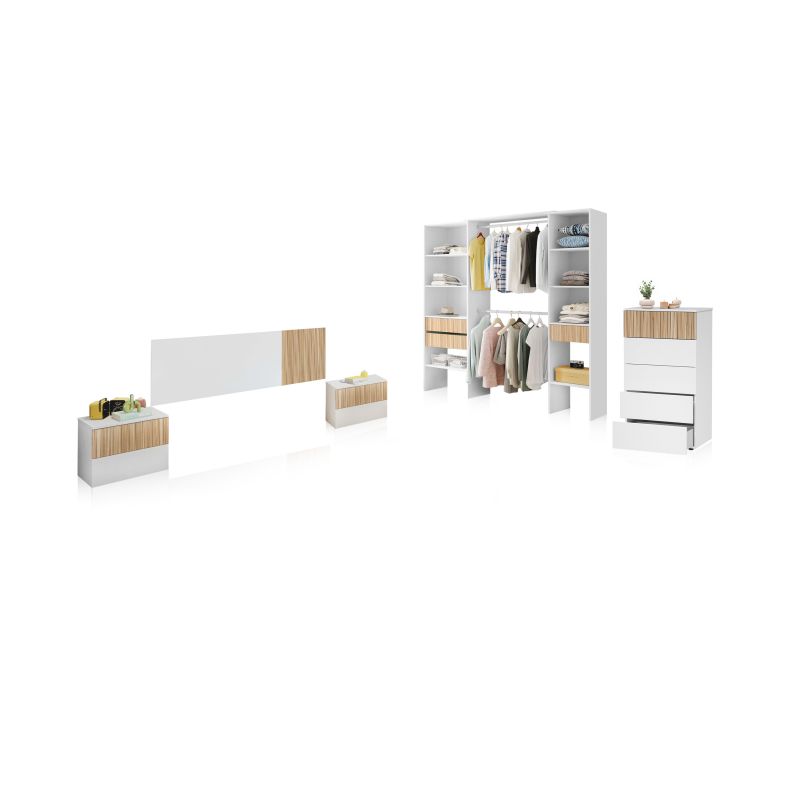 Dormitorio nitza 5c plus blanco artik (blanco mate) - natur 166 x 50 x 3 cm