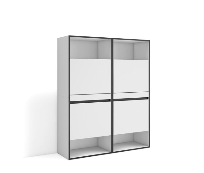 Zapatero, armario zapatos botas, 120x35x145cm, dormitorio, habitación, mueble auxiliar, estilo moderno, blanco