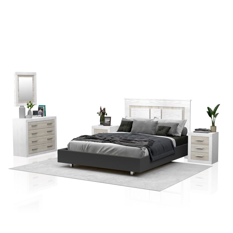 Dormitorio kira 4c andersen pino - gris 160 x 119 x 4 cm