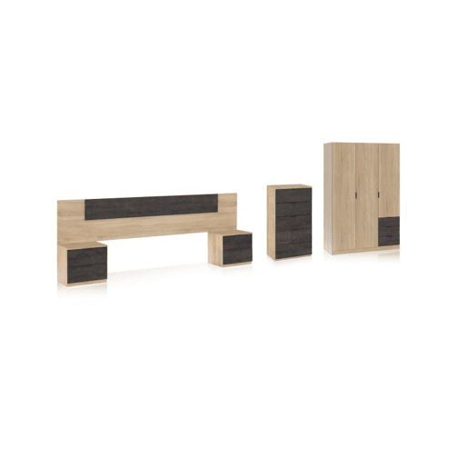Dormitorio Akari 5C PLUS Carvalho canadiano - Ferrugem 247 x 95 x 38 cm