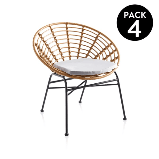 Conjunto de 4 poltronas Talma Rattan 70 x 75 x 60 cm