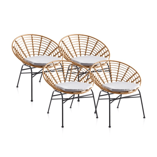 Conjunto de 4 poltronas Talma Rattan 70 x 75 x 60 cm
