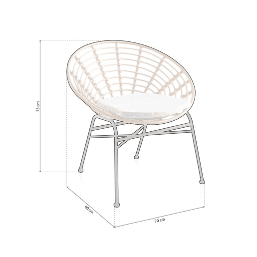 Conjunto de 4 poltronas Talma Rattan 70 x 75 x 60 cm