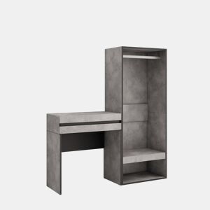 Mesa consola de entrada, Mesa auxiliar para entrada, 130x35x145cm, Com gaveta, Roupeiro aberto, Estilo moderno, Cimento