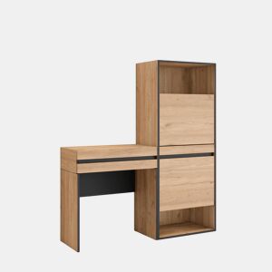 Mesa consola de entrada, Mesa auxiliar para entrada, 130x35x145cm, Com gaveta, Sapateira, Estilo moderno, Carvalho