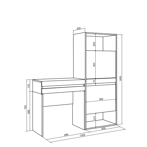 Mesa consola de entrada, Mesa auxiliar para entrada, 130x35x145cm, Com gaveta, Sapateira, Estilo moderno, Carvalho