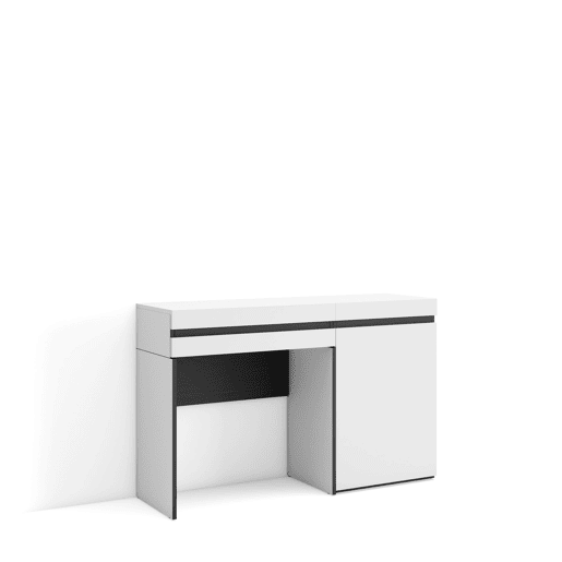 Toucador, Mesa com armazenamento, 121x35x75cm, Com gaveta, Quarto, Dormitório, Estilo moderno, Branco