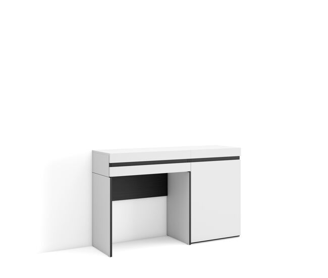 Tocador, dormitorio habitación, 121x35x75cm, con cajón, con almacenamiento, estilo moderno, blanco