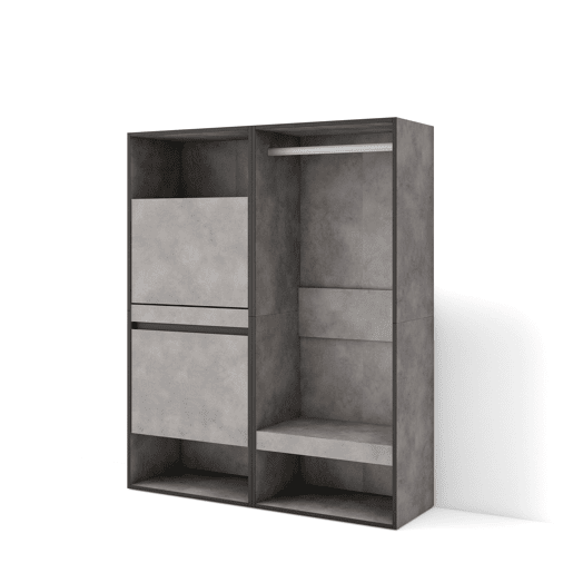 Sapateira, Organização Armazenamento, 120x35x145cm, Para quarto, dormitório, Roupeiro aberto, Estilo moderno, Cimento