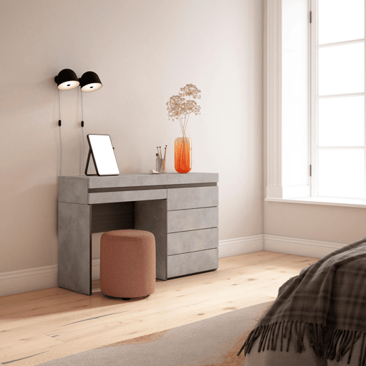 Toucador, Mesa com armazenamento, 127x35x75cm, Com gaveta, Cómoda, Estilo moderno, Cimento