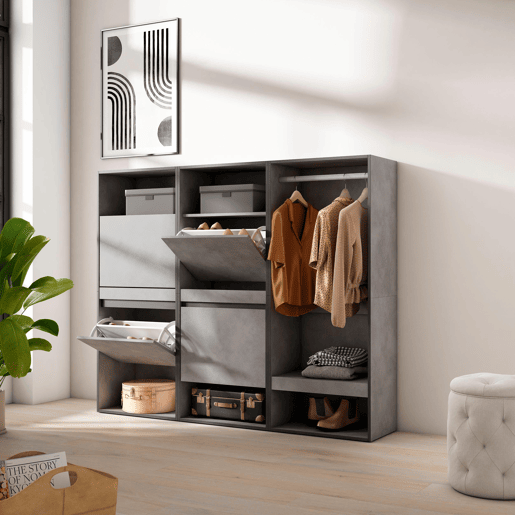 Sapateira, Organização Armazenamento, 180x35x145cm, Para quarto, dormitório, Roupeiro aberto, Estilo moderno, Cimento Sapateira, Organização Armazenamento, 180x35x145cm, Para quarto, dormitório, Roupeiro aberto, Estilo moderno, Cimento