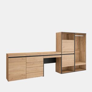 Sapateira, Organização Armazenamento, 297x35x145cm, Para quarto, dormitório, Roupeiro aberto, Cómoda, Toucador, Estilo moderno, Carvalho