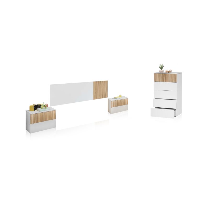 Dormitorio nitza 5c blanco artik (blanco mate) - natur 166 x 50 x 3 cm