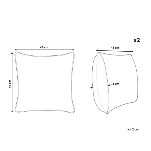Conjunto de 2 almofadas decorativas RAKYA Imitação de pele 45 x 45 cm Branco Às riscas