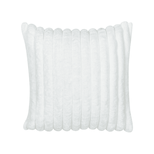 Conjunto de 2 almofadas decorativas RAKYA Imitação de pele 45 x 45 cm Branco Às riscas