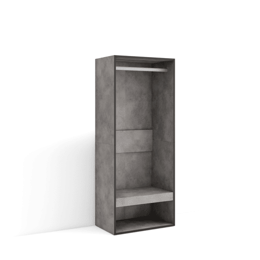 Roupeiro aberto, Guarda-roupa,Armário aberto, 60x35x145cm, Para quarto, dormitório, Barra e Prateleira, Estilo moderno, Cimento Roupeiro aberto, Guarda-roupa,Armário aberto, 60x35x145cm, Para quarto, dormitório, Barra e Prateleira, Estilo moderno, Cimento