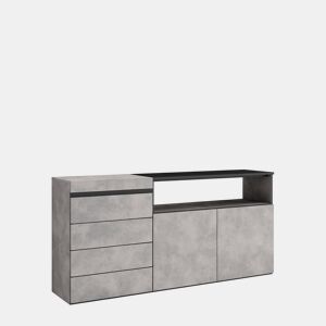 Cómoda, Com Gavetas, Armazenamento, 157x35x75cm, Para quarto, dormitório, Camiseiro, Estilo moderno, Cimento