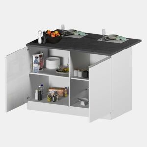 Cozinha de ilha com efeito de madeira