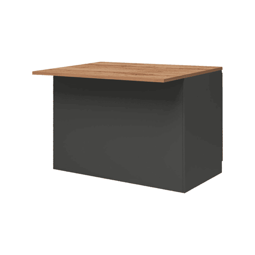 Ilha de cozinha Daffaticat, Armário multiuso, Móveis de cozinha, Mesa lateral, 100% Fabricado em Itália, 125x90h90 cm, Antracite e Carvalho
