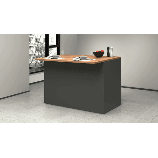 Ilha de cozinha Daffaticat, Armário multiuso, Móveis de cozinha, Mesa lateral, 100% Fabricado em Itália, 125x90h90 cm, Antracite e Carvalho
