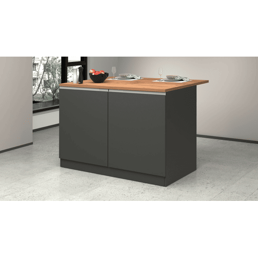 Ilha de cozinha Daffaticat, Armário multiuso, Móveis de cozinha, Mesa lateral, 100% Fabricado em Itália, 125x90h90 cm, Antracite e Carvalho