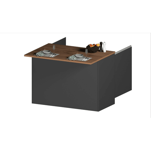 Ilha de cozinha Daffaticat, Armário multiuso, Móveis de cozinha, Mesa lateral, 100% Fabricado em Itália, 125x90h90 cm, Antracite e Carvalho