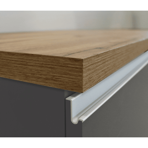 Ilha de cozinha Daffaticat, Armário multiuso, Móveis de cozinha, Mesa lateral, 100% Fabricado em Itália, 125x90h90 cm, Antracite e Carvalho