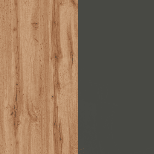 Ilha de cozinha Daffaticat, Armário multiuso, Móveis de cozinha, Mesa lateral, 100% Fabricado em Itália, 125x90h90 cm, Antracite e Carvalho