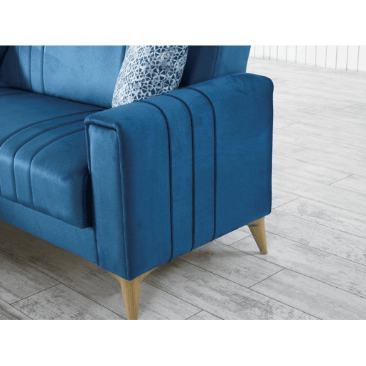 Sofá-Cama com Chaise Longue e Armazenamento em Tecido